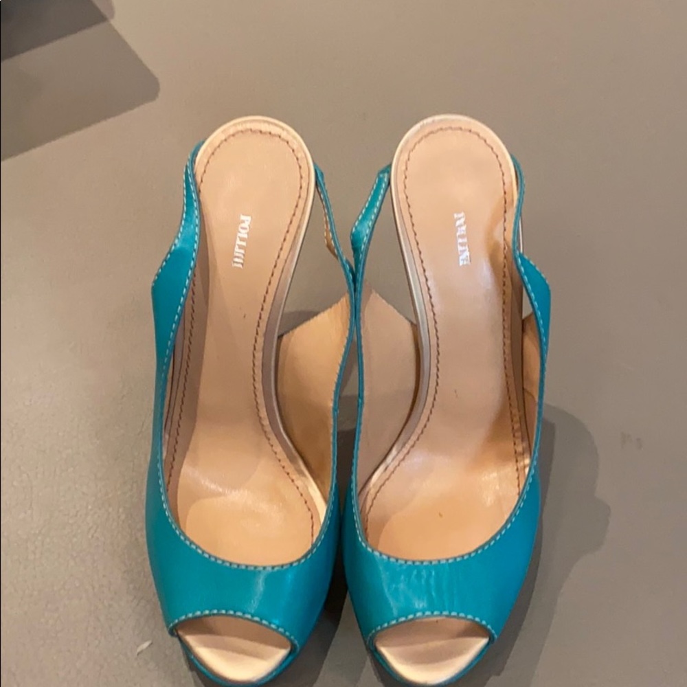 New no tag heels size 8 (38.5) torquize and gold